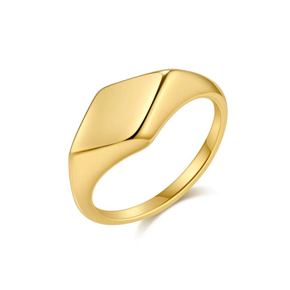 Gold Minimalist Signet Pinky Ring Details