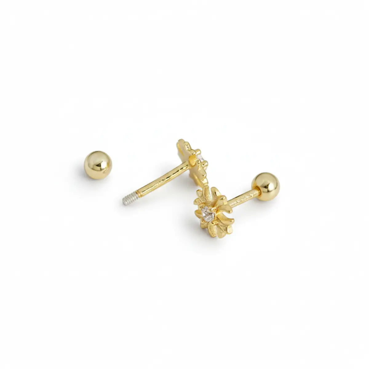 Gold Petal Cross Stud Earrings Back