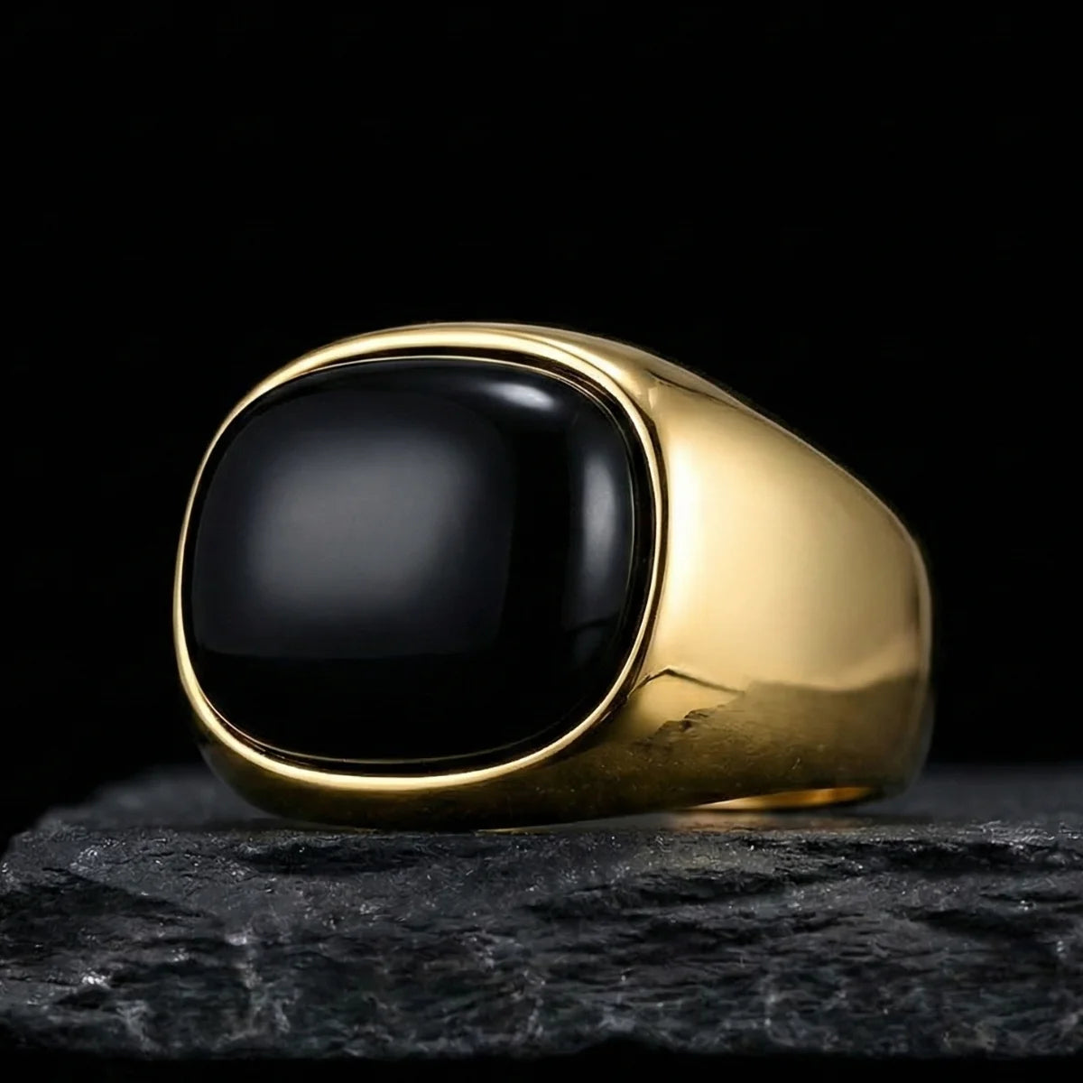 Gold Ring with Black Stone