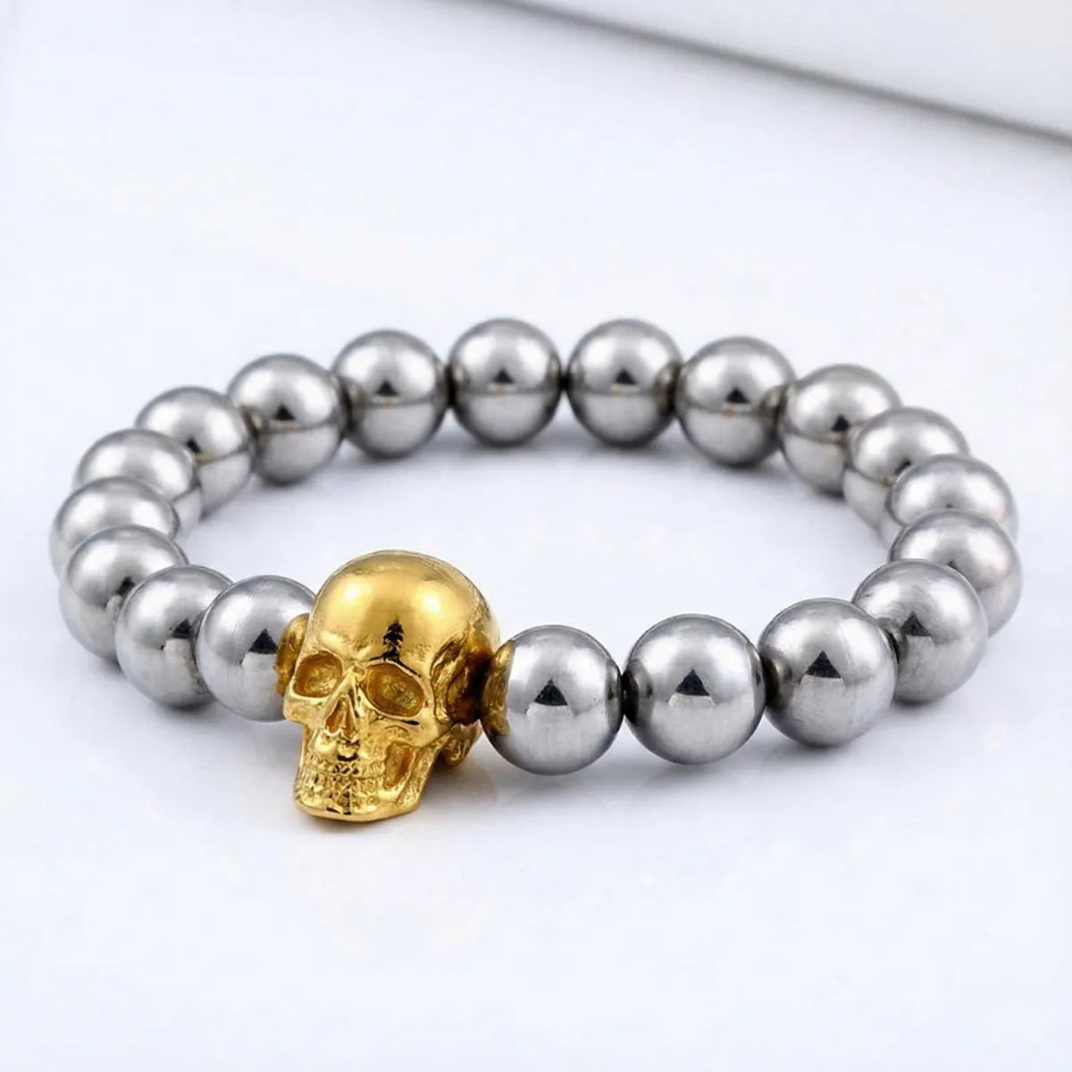 Gold Skull Bead Bracelet Details