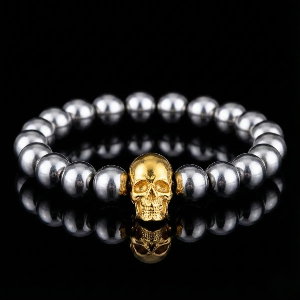Gold Skull Bead Bracelet