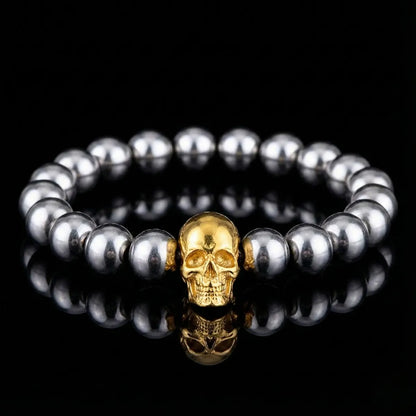Gold Skull Bead Bracelet