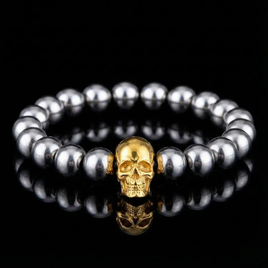Gold Skull Bead Bracelet