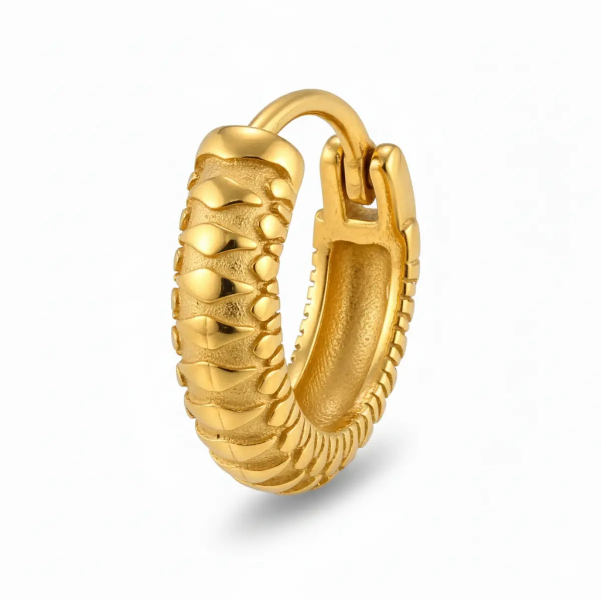 Gold Snake Skin Hoop Earrings Details