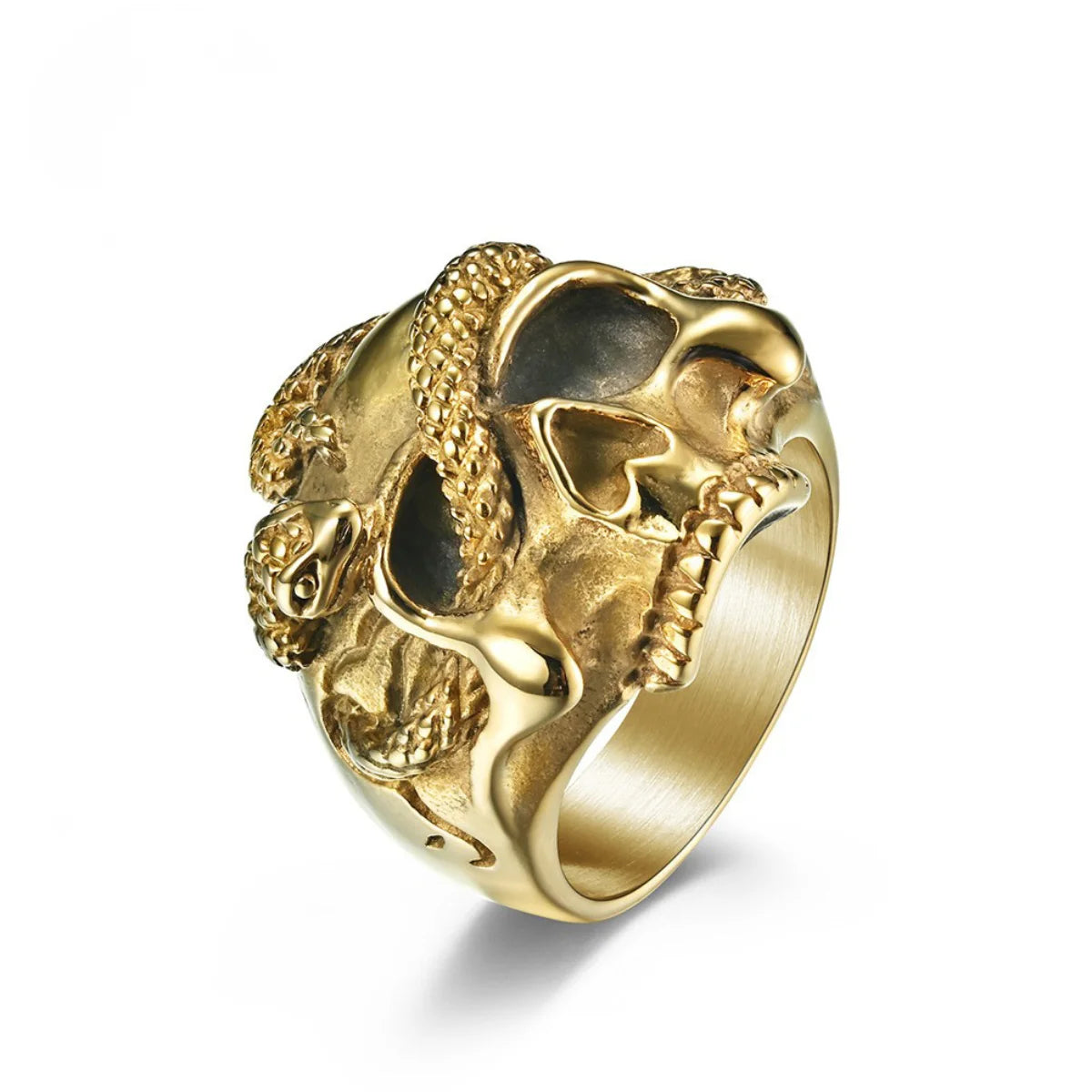 Gold Snake Skull Ring Details