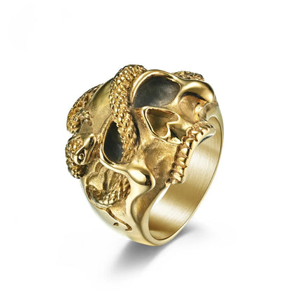 Gold Snake Skull Ring Details