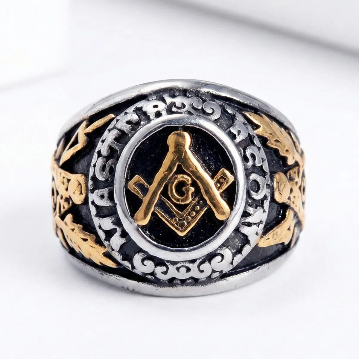 Gold and Silver Master Mason Degree Ring Details