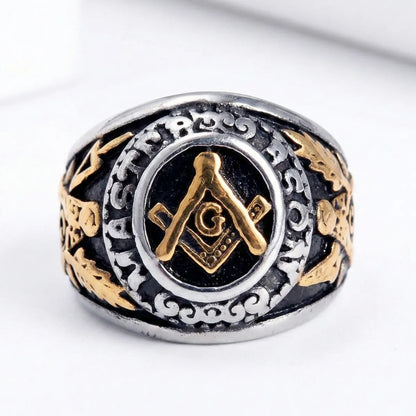 Gold and Silver Master Mason Degree Ring Details
