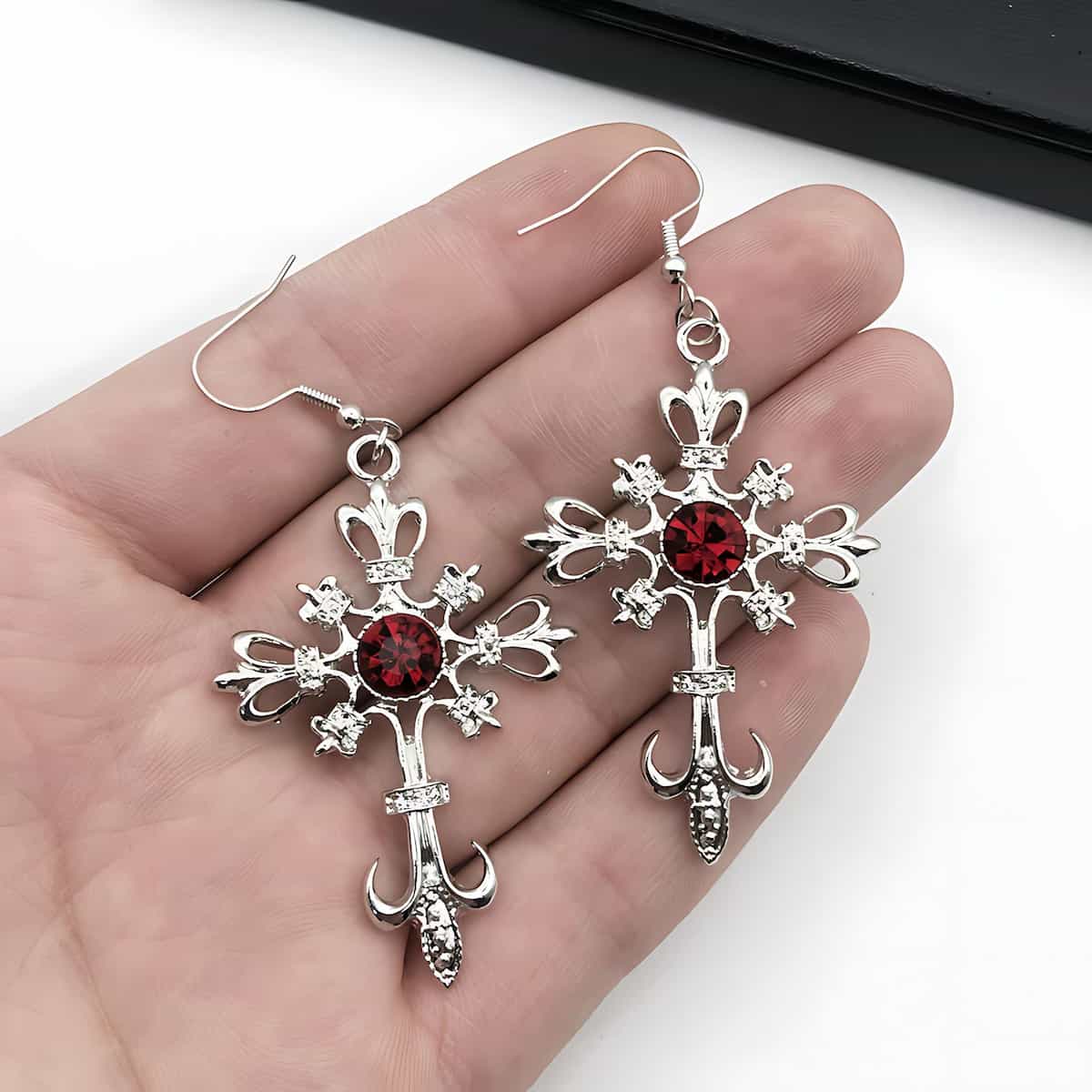 Goth Cross Dangle Earrings for Women Xenos Jewelry