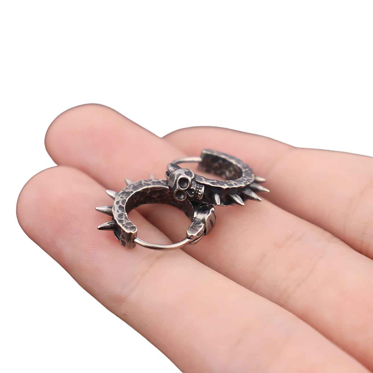 Orecchini Teschio 2 Orecchini A Cerchio Con Teschio Gotico - Foto 9