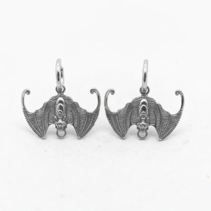 Gothic Bat Drop Hoop Earrings Front