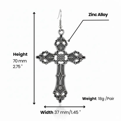Gothic Big Cross Earrings Dimensions and Weight
