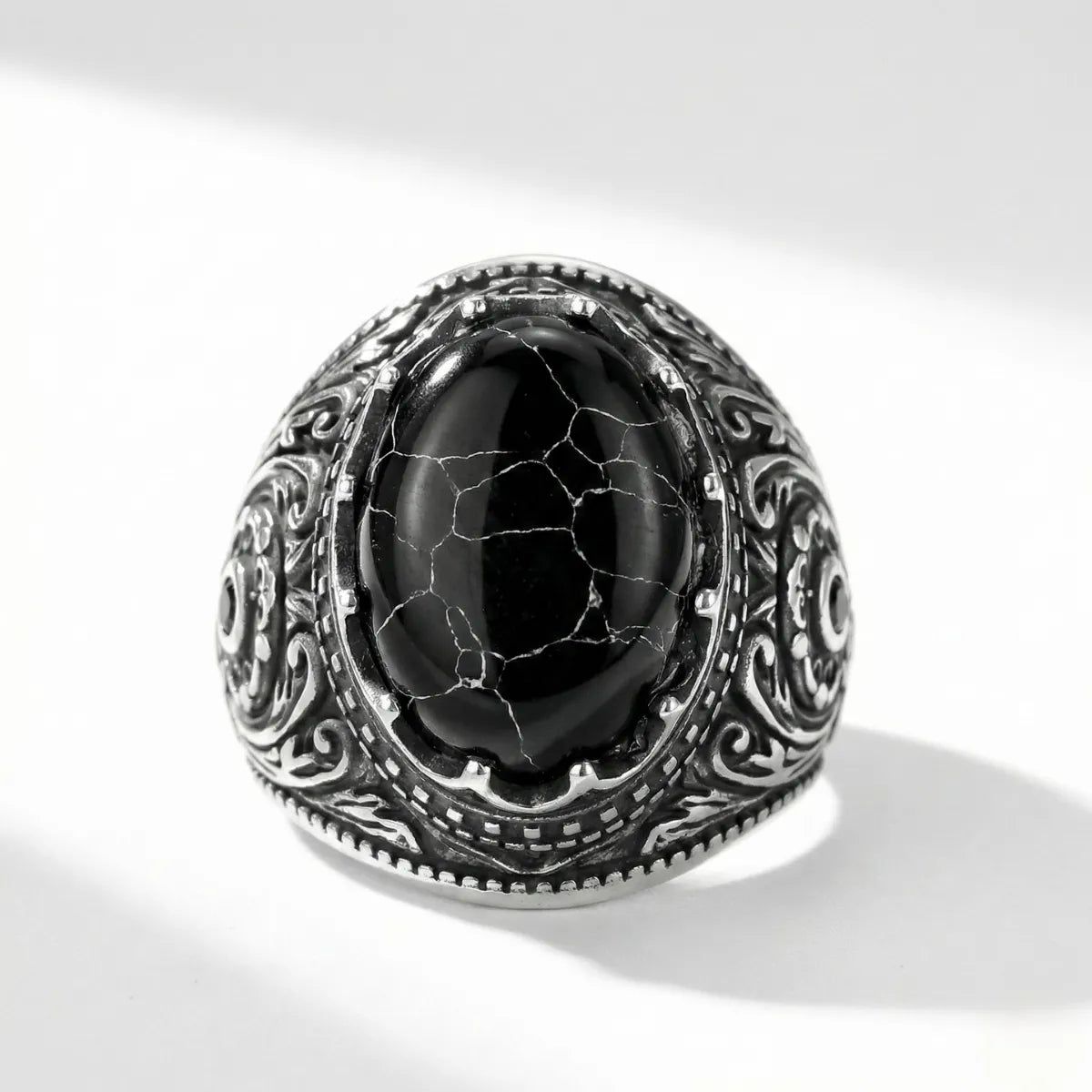 Gothic Black Turquoise Ring Details