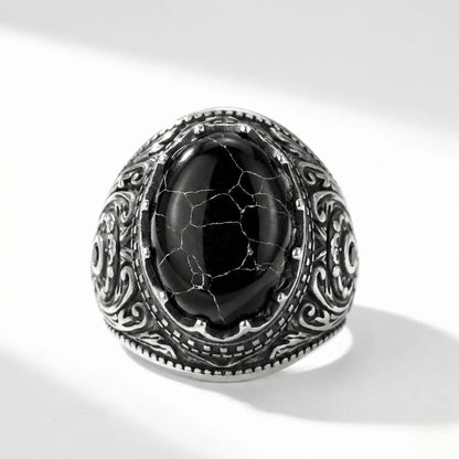 Gothic Black Turquoise Ring Details