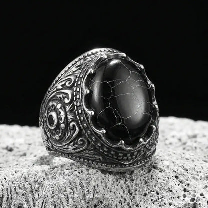 Gothic Black Turquoise Ring