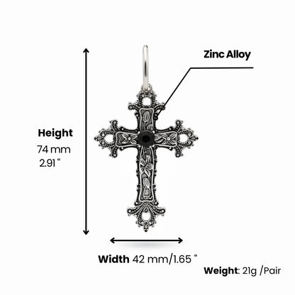 Gothic Cross Dangle Earrings Dimensions and Weight