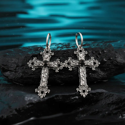 Gothic Cross Dangle Earrings