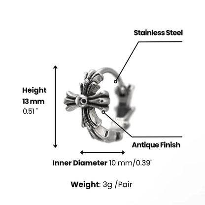 Gothic Cross Huggie Hoop Earrings Dimensions and Weight