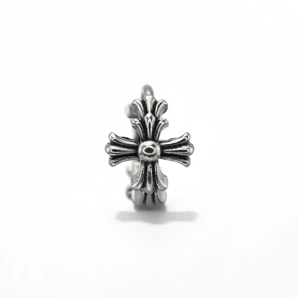 Gothic Cross Huggie Hoop Earrings Front