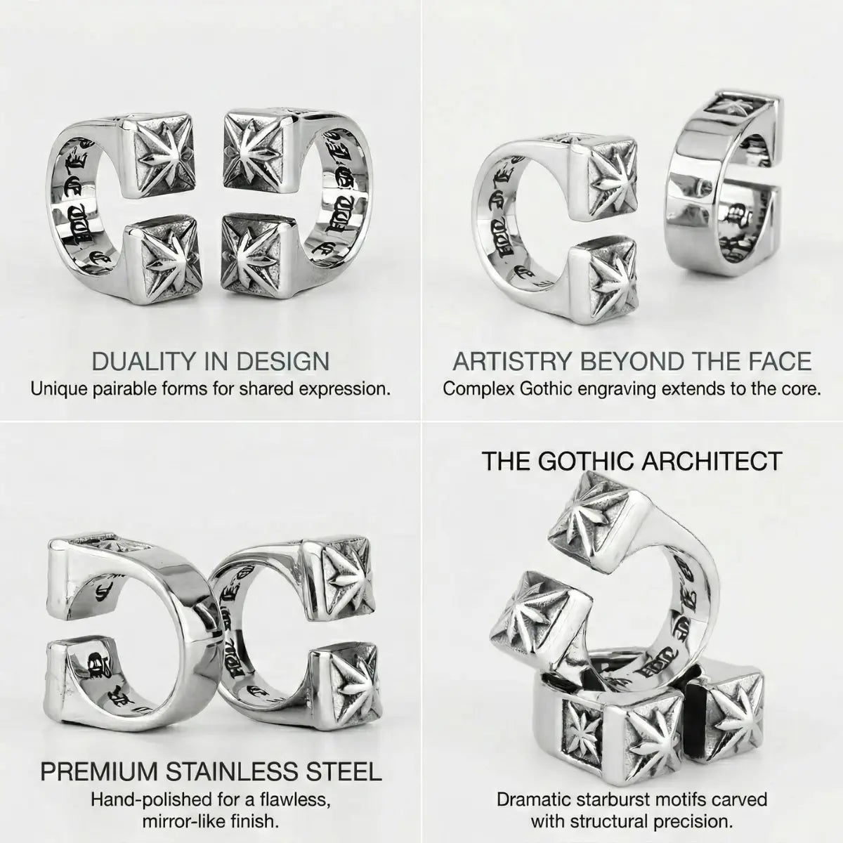 Gothic Cross Star Ring Features