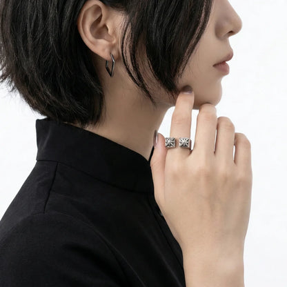 Gothic Cross Star Ring Worn by Female Model