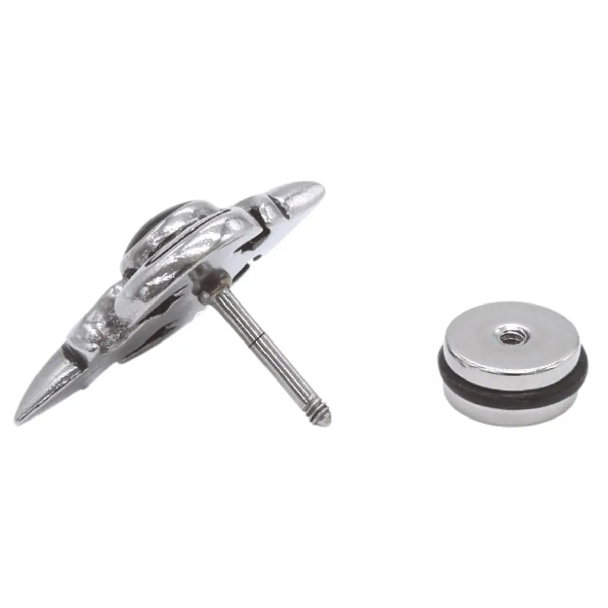 Gothic Fleur Cross Stud Earrings Side Details