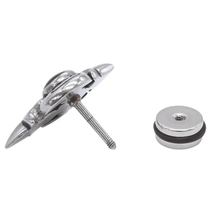 Gothic Fleur Cross Stud Earrings Side Details