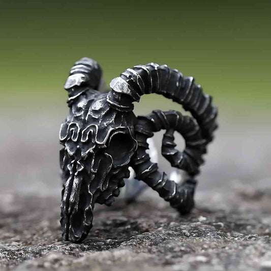 Gothic Ram Skull Ring