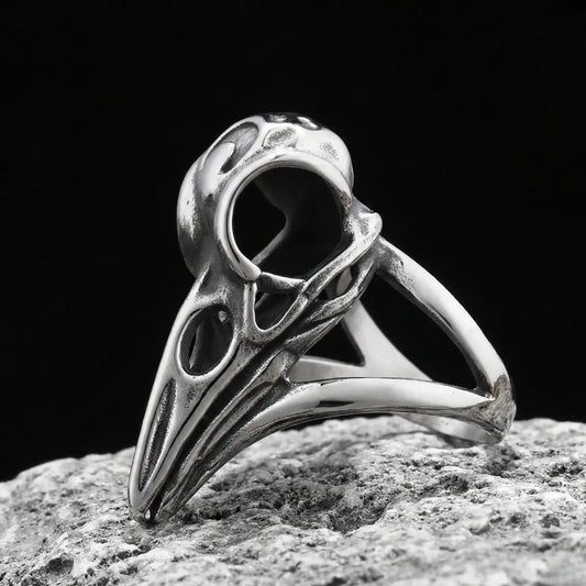 Gothic Raven Skull Ring