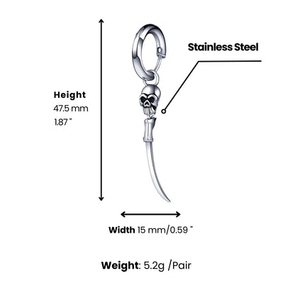 Gothic Skull Sword Drop Earrings Dimensions and Weight