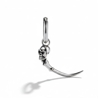 Gothic Skull Sword Drop Earrings Front