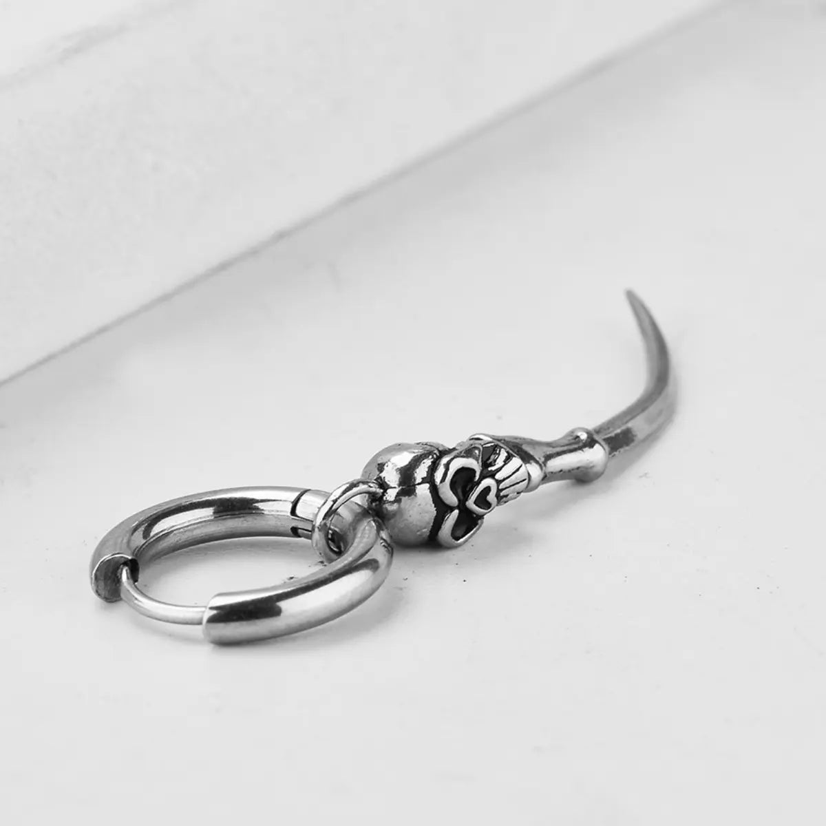 Gothic Skull Sword Drop Earrings Side