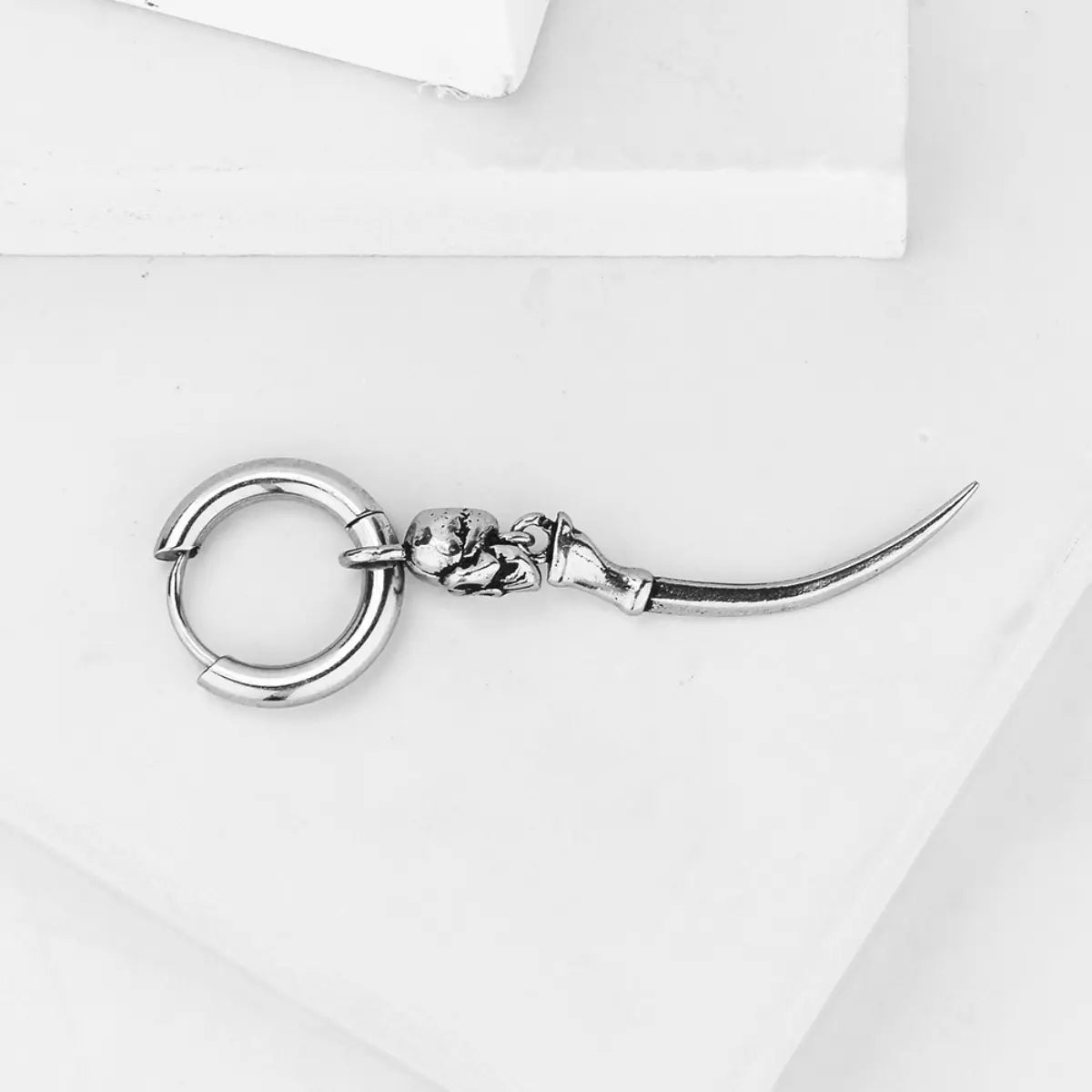 Gothic Skull Sword Drop Earrings Top View