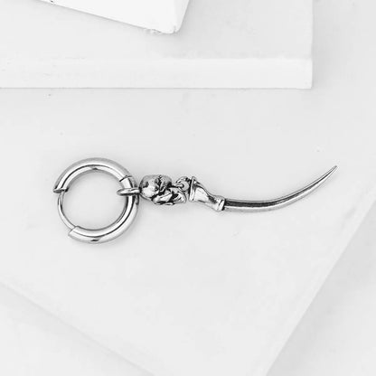 Gothic Skull Sword Drop Earrings Top View