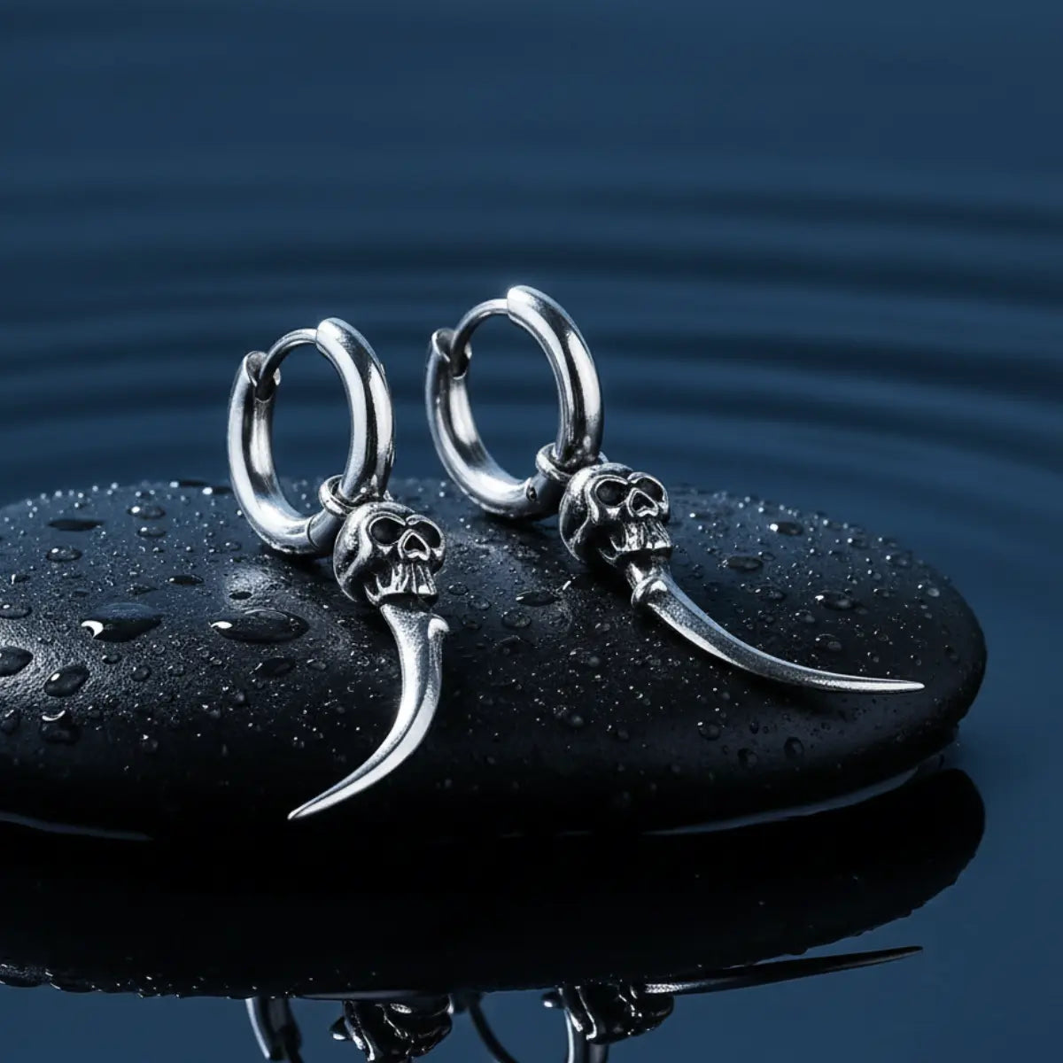 Gothic Skull Sword Drop Earrings