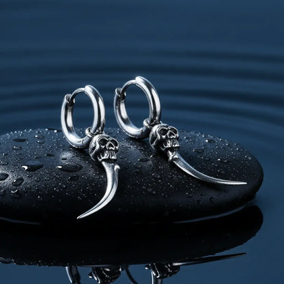 Gothic Skull Sword Drop Earrings