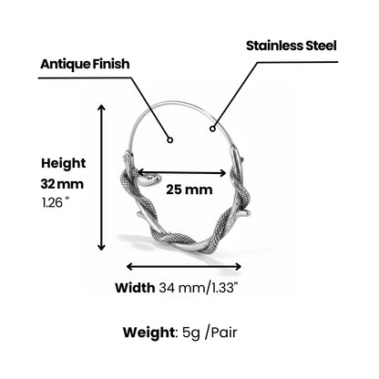 Gothic Snake Hoop Earrings Dimensions and Weight