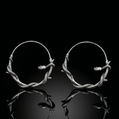 Gothic Snake Hoop Earrings Front Details