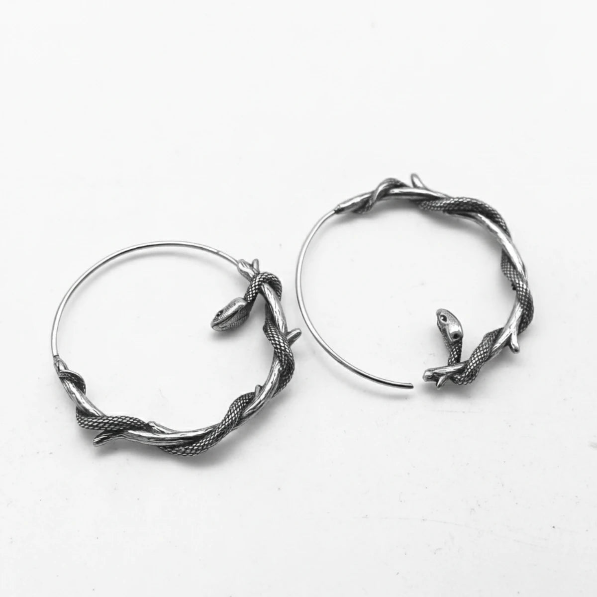 Gothic Snake Hoop Earrings Front