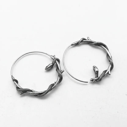 Gothic Snake Hoop Earrings Front