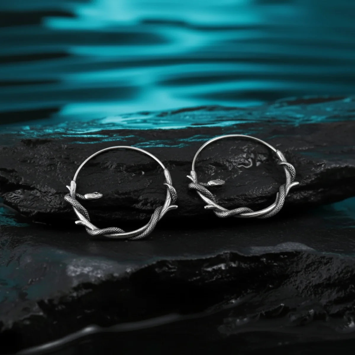 Gothic Snake Hoop Earrings