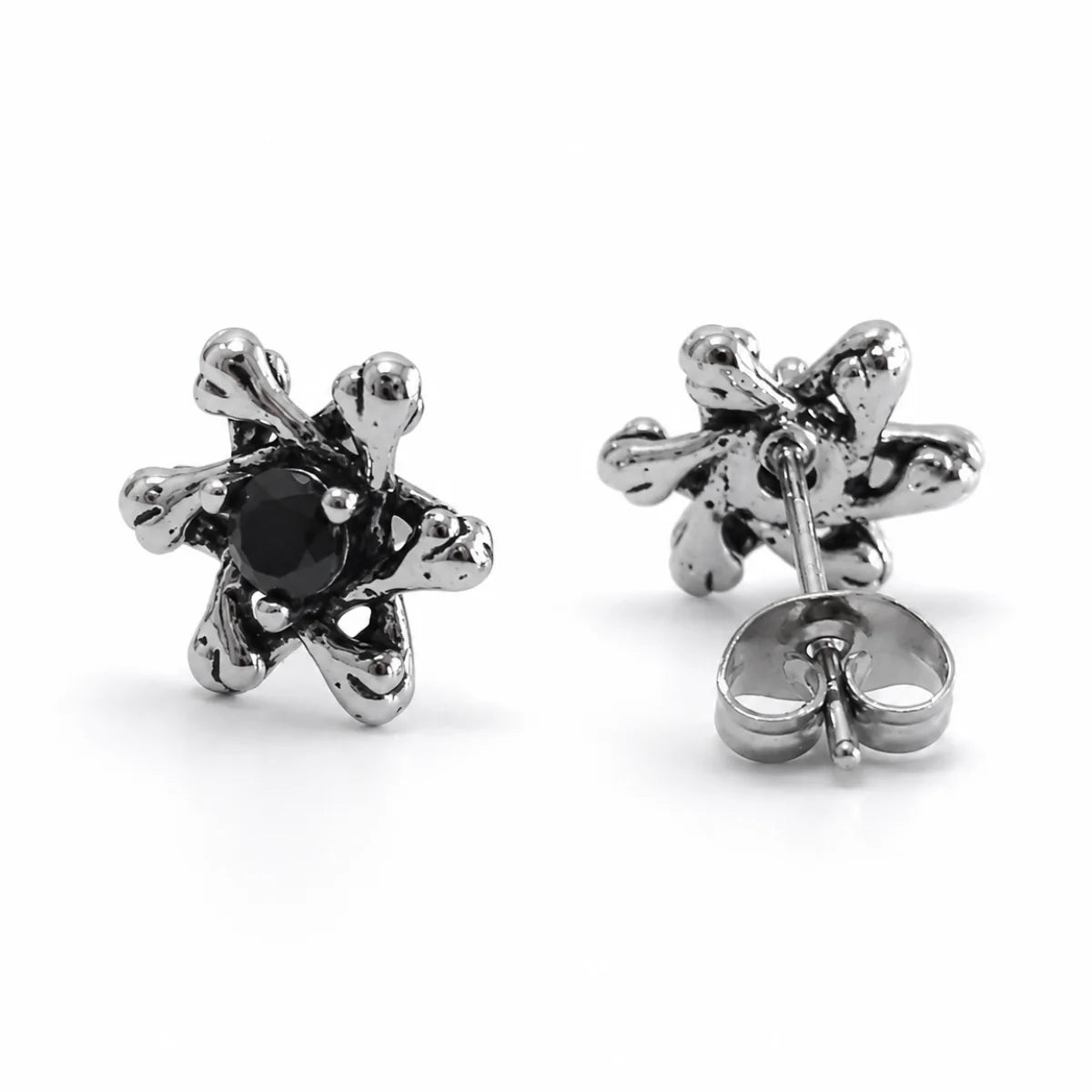 Gothic Star Stud Earrings Back and Post Details