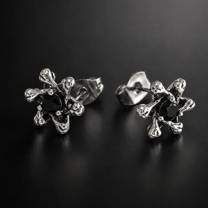 Gothic Star Stud Earrings Close Up Black Background