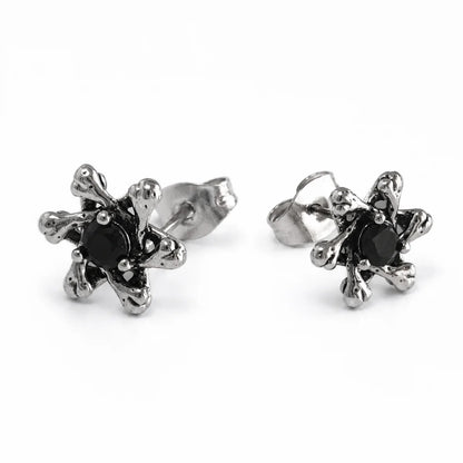 Gothic Star Stud Earrings Front View White Background