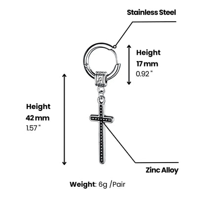 Greek Key Cross Dangle Earrings Dimensions and Weight