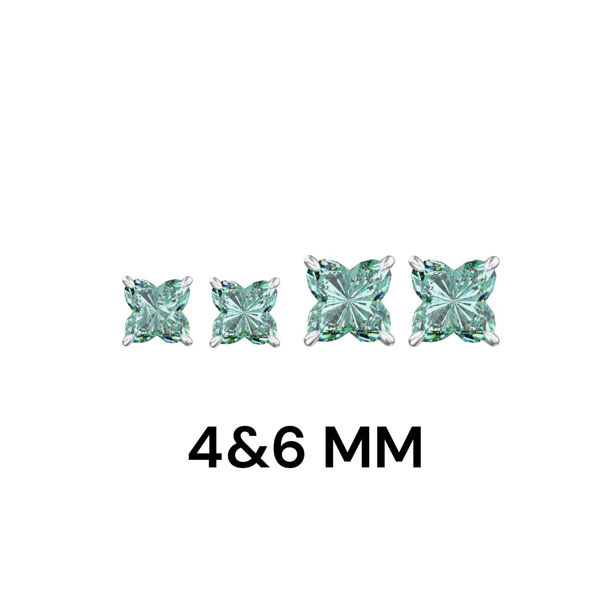 Green Diamond Stud Earrings Sterling Silver 4*6mm