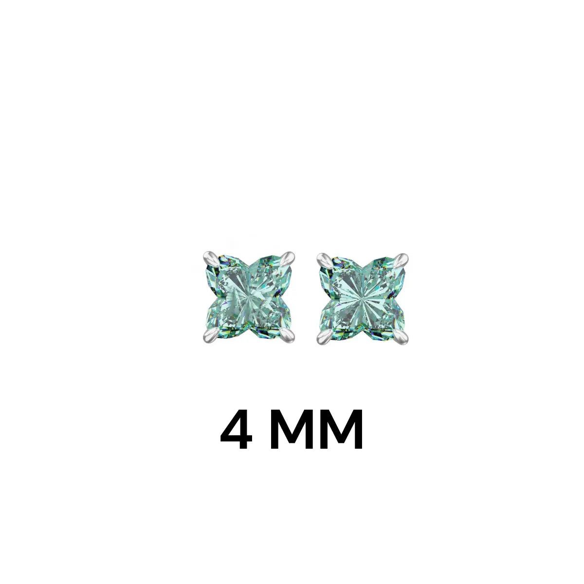 Green Diamond Stud Earrings Sterling Silver 4*4mm