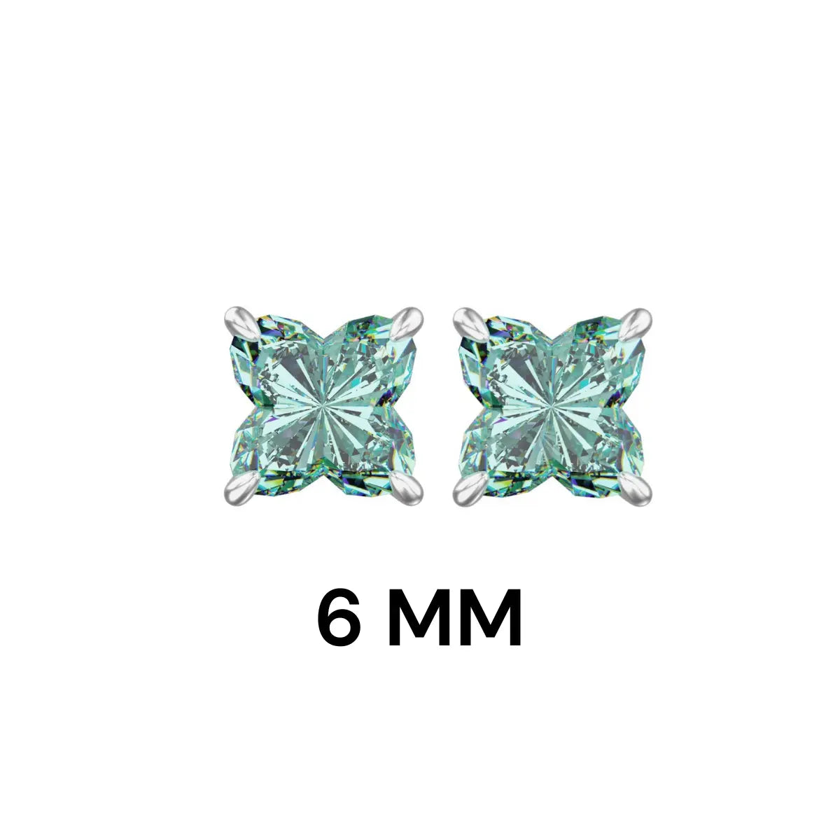reen Diamond Stud Earrings Sterling Silver 6*6mm