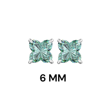 reen Diamond Stud Earrings Sterling Silver 6*6mm