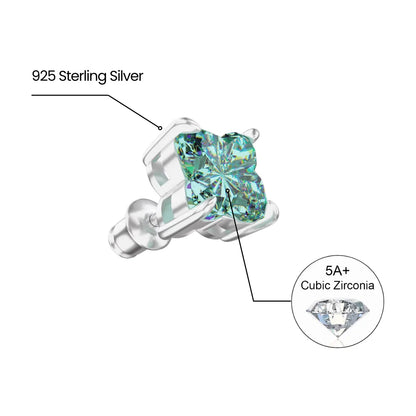 Green Diamond Stud Earrings Sterling Silver Dimensions